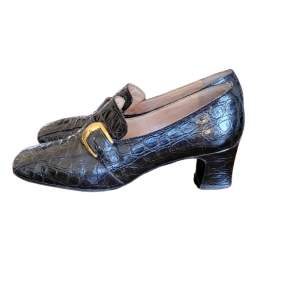 Vintage Celine Buckle Heeled Loafers - Picture 3 of 10